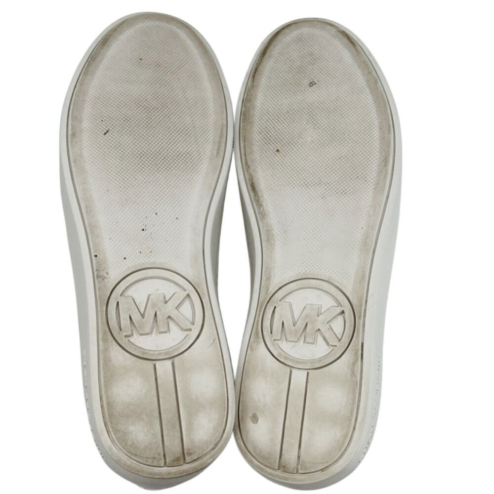 Michael Kors Poppy Metallic Gold Trim White Sneakers Size 8 - Picture 7 of 10